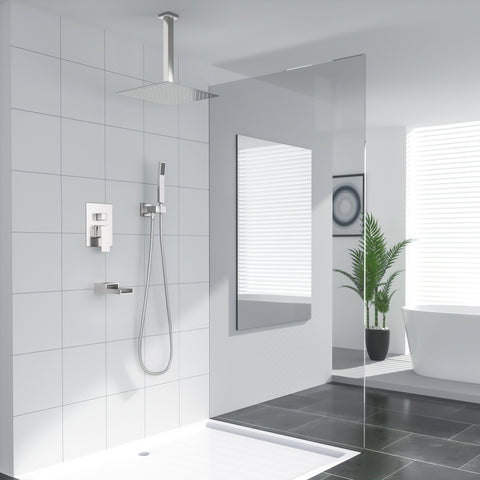12 Inch Square Shower System and Waterfall Faucet Ceiling Mounted