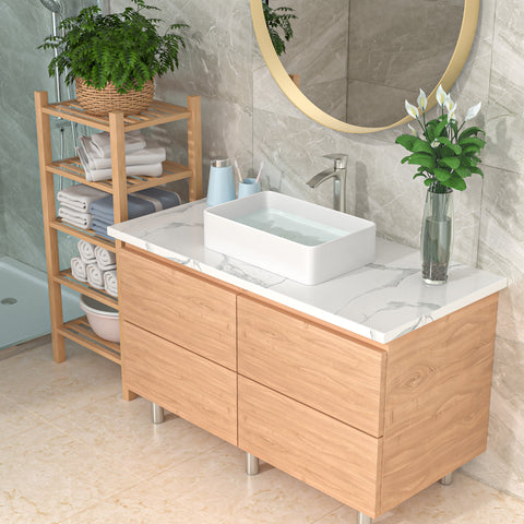 21" W x 14" D Bathroom Vessel Sink Rectangular White Above Counter