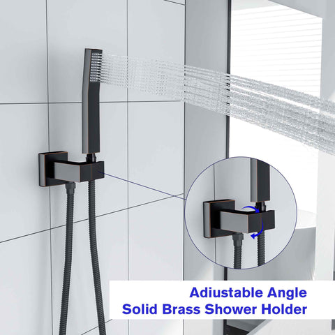 10 Inch Rainfall Square Shower System Shower Head Wall Mounted in ORB