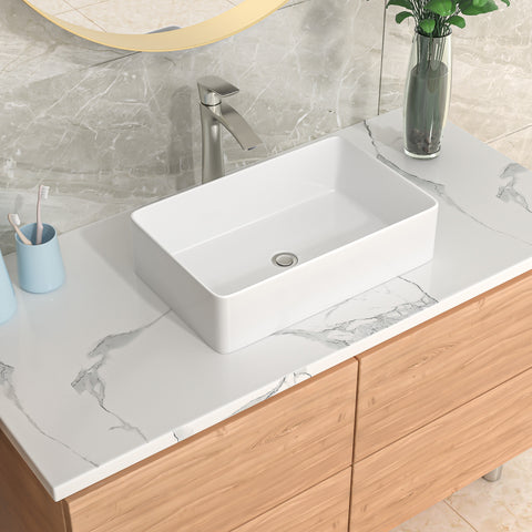 21" W X 14" D Washroom Sink Design Bathroom Vessel Sink White Ceramic