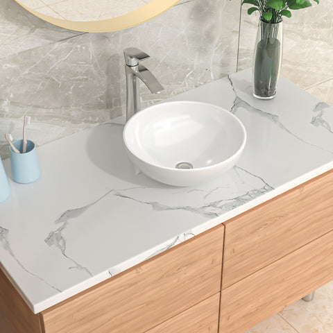16" W x 16" D Washroom Sink Design Bathroom Vessel Sink Round White Ceramic