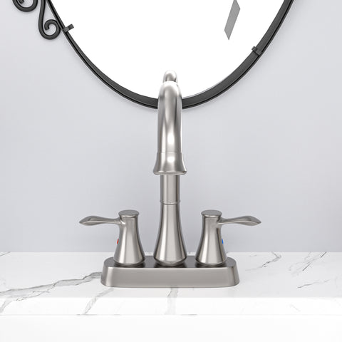 Bathroom Sink Faucet Widespread in Brushed Nickel