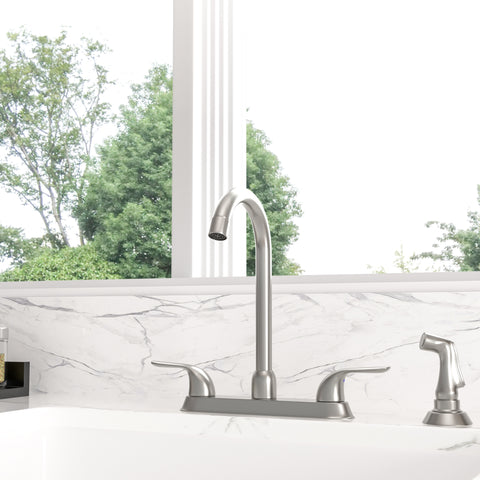 Double Handle Kitchen Faucet and Pull Out Spray Head Modern Design