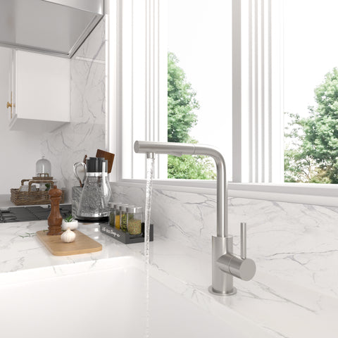 Pull Down Kitchen Faucet Kitchen Taps Single Handle in Brushed Nickel