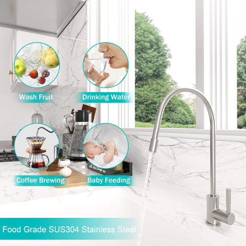 Water Kitchen Faucet Booster Filter 360 Degree Stainless Steel