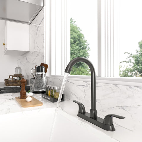 Double Handle Kitchen Faucet 360° Rotate High Arch