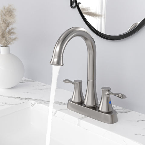 Bathroom Sink Faucet Widespread in Brushed Nickel