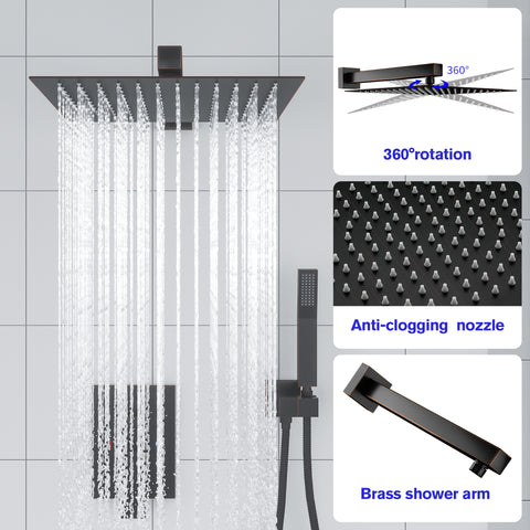 10 Inch Rainfall Square Shower System Shower Head Wall Mounted in ORB