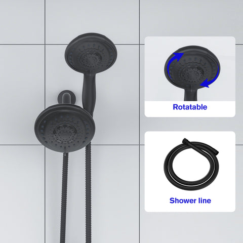 5 Inch Round Shower System and Handheld Shower Dual Head Wall Mounted