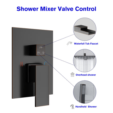 10 Inch Rainfall Square Shower System Shower Head Wall Mounted in ORB