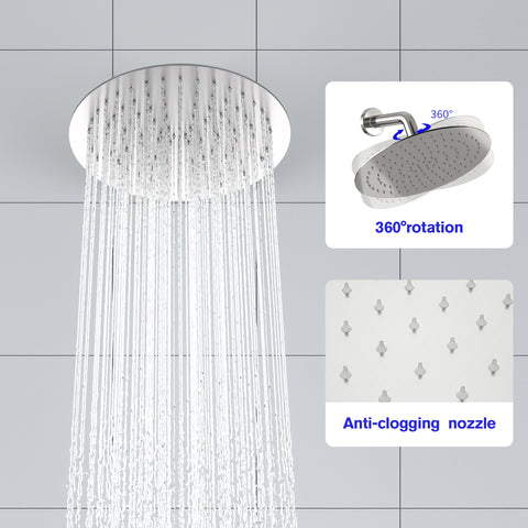 10 Inch Rainfall Round Shower Head with Faucet Wall Mounted