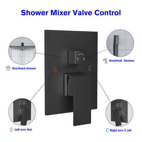 12 inch Rainfall Square Shower System Shower Head Dual Shower Head