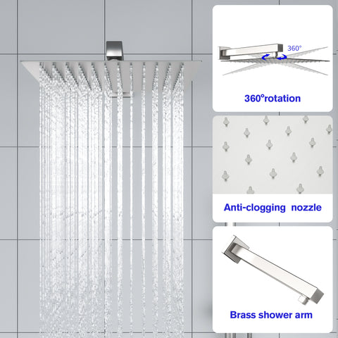 10 Inch Rainfall Square Shower System Shower Head with Handheld Shower