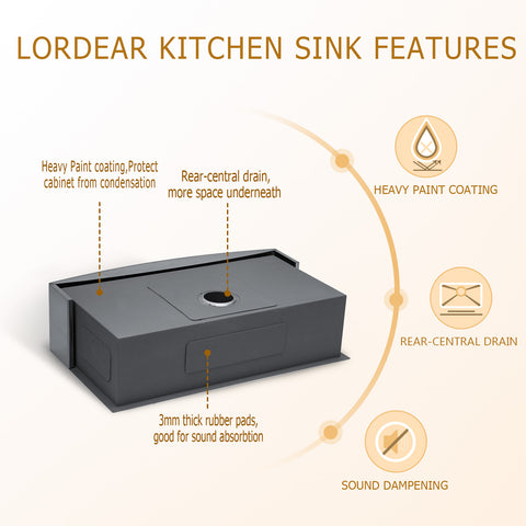 30" W x 20" D Farmhouse Kitchen Sink Sink Apron Front
