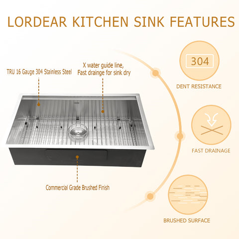 30" W x 19" D Stainless Steel Kitchen Sink Workstation