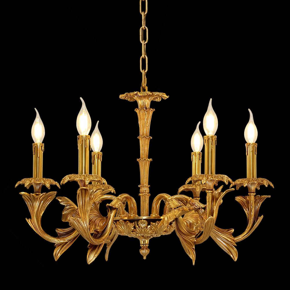 26X20 Inch 6 Lights Baroque Style European Antique Copper Chandelier