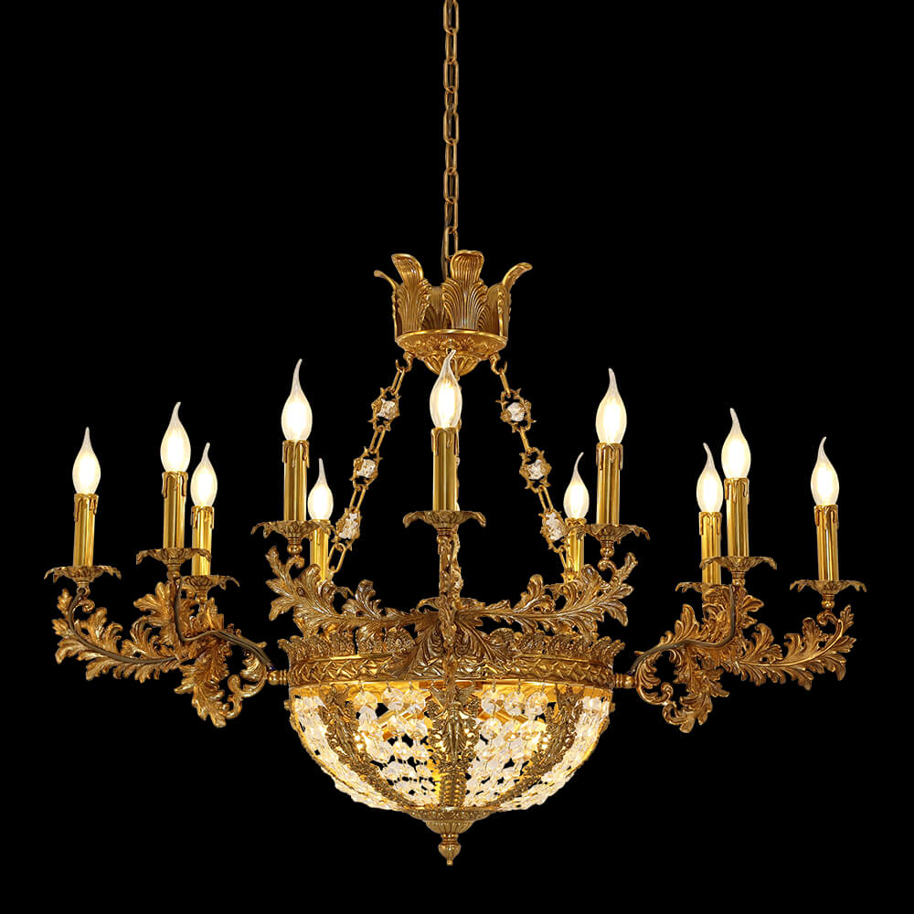 41X30 Inch 16 Lights French Empire Style Brass and Crystal Chandelier Light