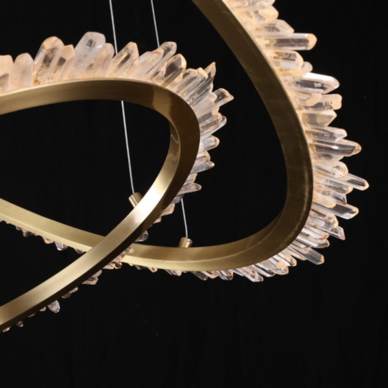 (16+24+31.5+40) Inch 4 Rings Quartz Crystal Chandelier Modern Suspended Hanging Light