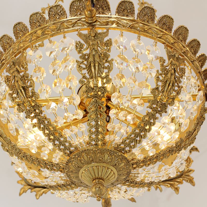 41X30 Inch 16 Lights French Empire Style Brass and Crystal Chandelier Light