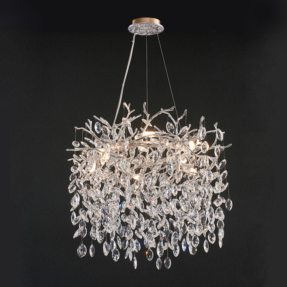 24-40 Inch Round Chandelier Silver Tree Branch Chandelier for Bedroom