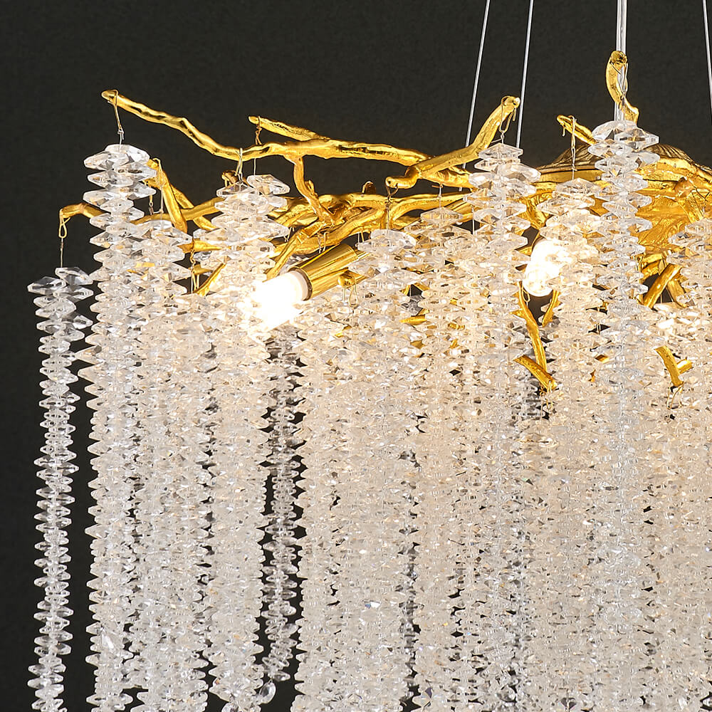 24-40 Inch Modern Crystal Chandelier Gold Tree Branch Chandelier for Living Room