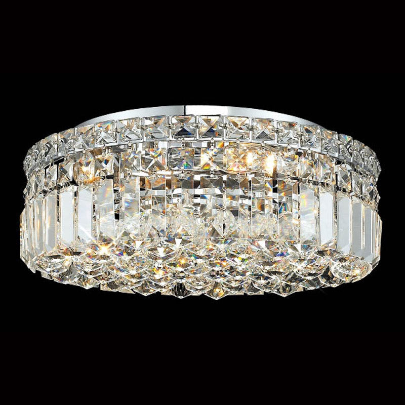 16' Round Flush Mounted Chandelier Modern Crystal Ceiling Light
