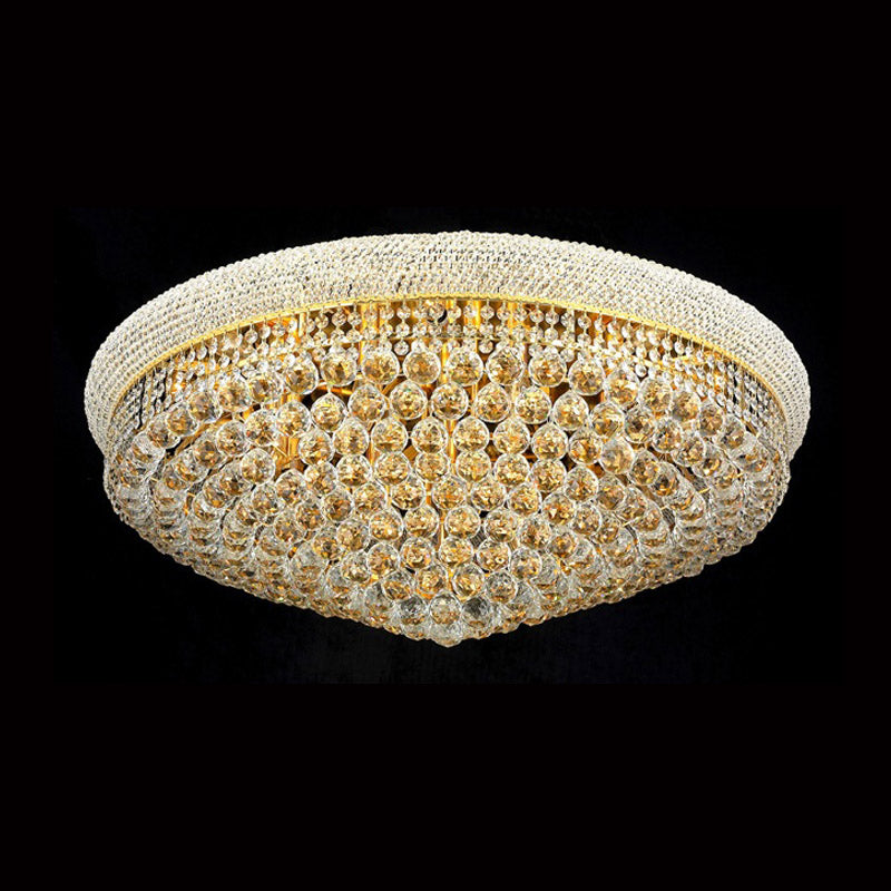 36' Round Crystal Ceiling Light Empire Flush Mounted Crystal Chandelier