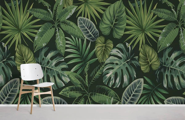 Papier peint Grandes feuilles vertes