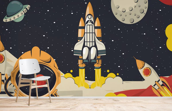 Papier peint panoramique de l'espace et des fusées