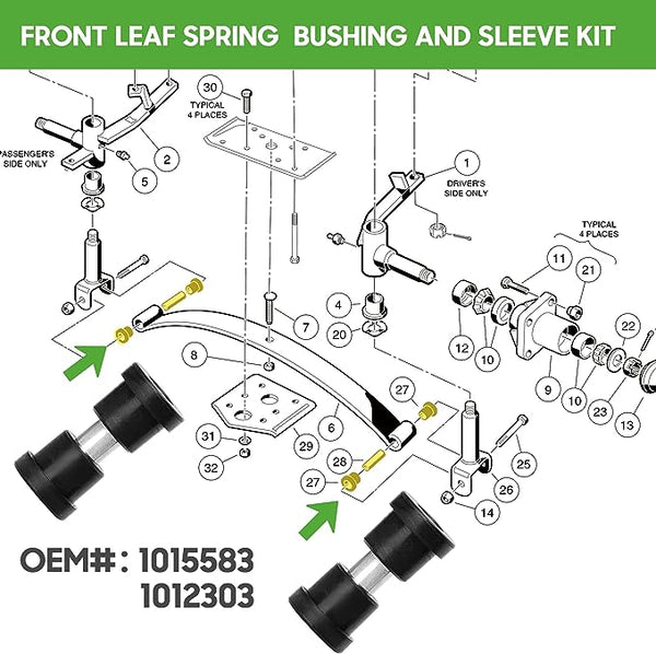 10L0L Golf Cart Front and Rear End Repair Kit fit Club Car DS 1992-Up Gas & Electric Models