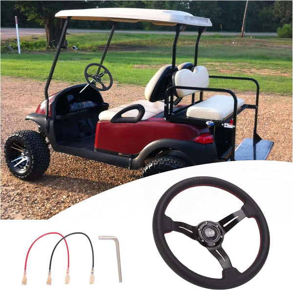 Black golf cart steering wheel Yamaha ergonomic design - 10L0L