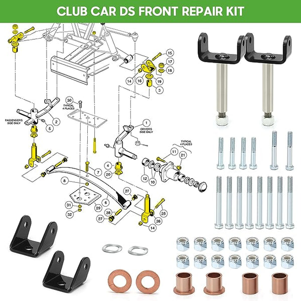 10L0L Golf Cart Front and Rear End Repair Kit fit Club Car DS 1992-Up Gas & Electric Models