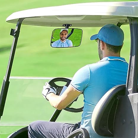 Golf cart rearview mirror with wide view