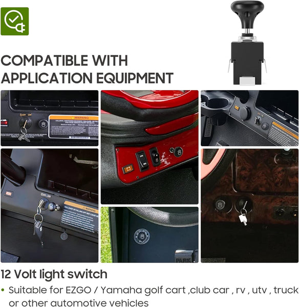 New 12V Car Auto Headlight Push Pull Light Switch For Golf Cart
