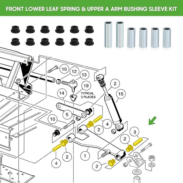 10L0L Golf Cart Front and Rear End Repair Kit fit Club Car DS 1992-Up Gas & Electric Models