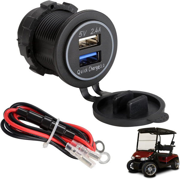 Universal Quick Charge 3.0 Dual USB Charger Socket for Car Truck Golf Cart UTV ATV Boat|10L0L