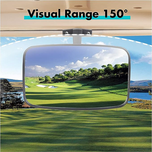 Golf cart rearview mirror with 150-degree comprehensive view