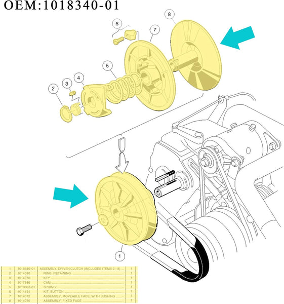 Golf Cart Secondary Rear Driven Clutch for Club Car