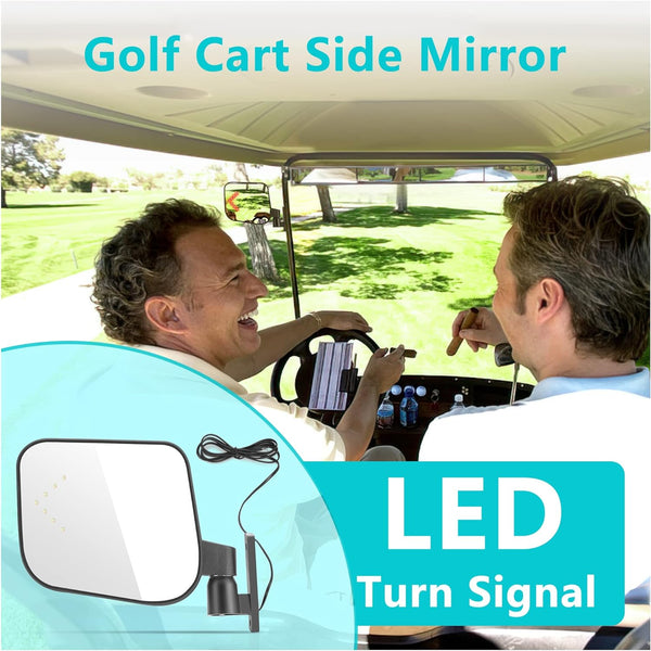 Golf cart side mirrors with LED turn signals