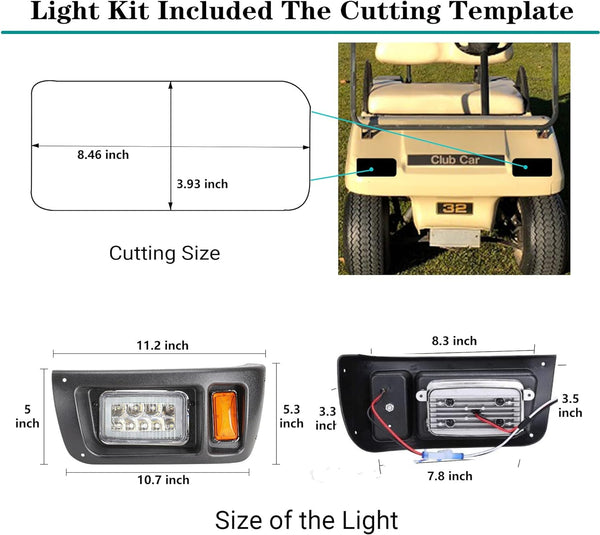Golf Cart LED Light Kit 12V LED Headlight and LED Taillight for Club Car DS All Years|10L0L
