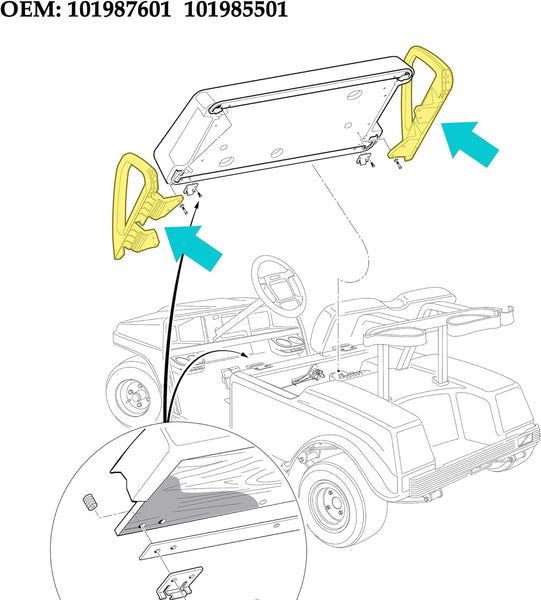 Club Car DS Golf Cart Arm Rest Hip Restraint Installation