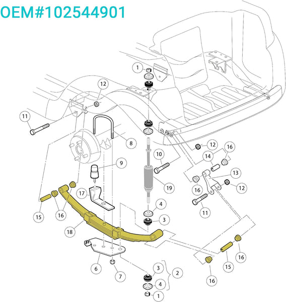 Club Car Golf Cart Suspension Leaf Springs Kit