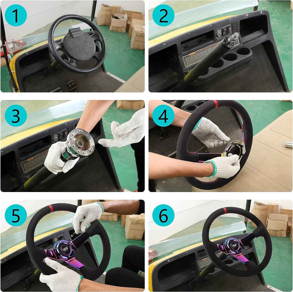 Golf cart steering wheel installation