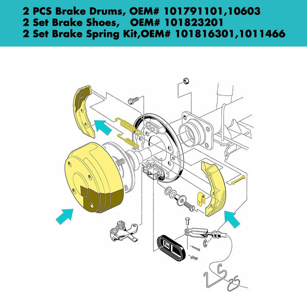 Club Car Brake Drums & Brake Pads & Brake Shoes Spring Kit