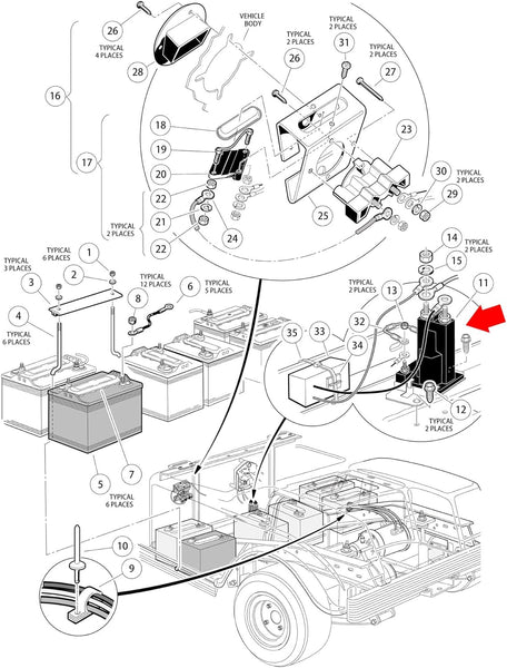 Golf Cart 4 Terminals 200A 36V Solenoid for Club Car DS Electric 1997-2005|10L0L