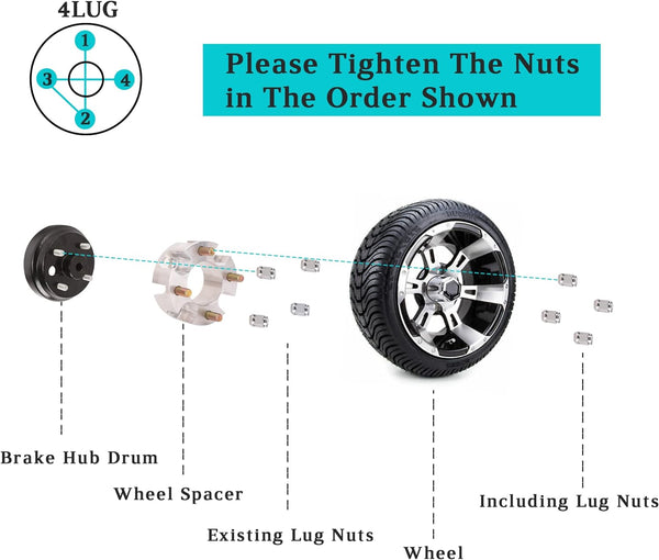 2 inch wheel spacers for EZGO, Club Car