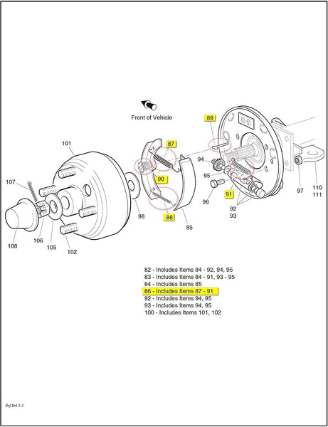 Golf cart brake pad installation diagram
