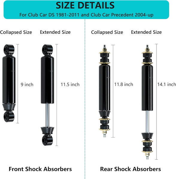 Club Car Front and Rear Shock Absorber 4 PCS