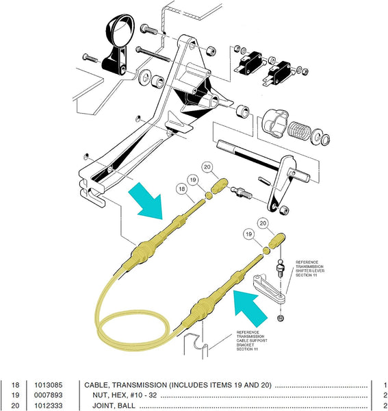 63 Inch Transmission Shift Forward Reverse Cable for Club Car DS