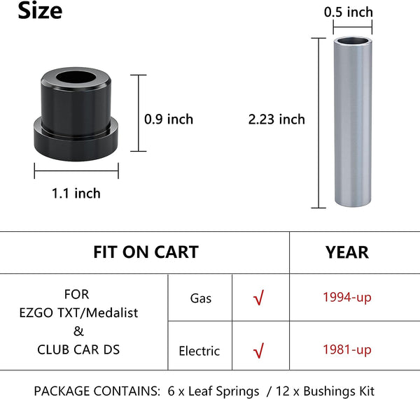 Golf Cart Rear Spring Bushing Kit for EZGO TXT & Medalist Club Car DS